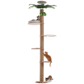 EcoPawPaw Adjustable Floor-to-Ceiling Cat Tree 245–305 cm – Tall Wooden Cat Tower with 10.5 cm Thick Sisal Post, Clear Capsule & Adjustable Platforms