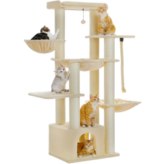 Ecopawpaw XXL Cat Tree for Large Cats 170CM – Heavy Duty Cat Tower with Extra Thick Sisal Posts, Hammocks, Condo & Large Platforms for Maine Coons