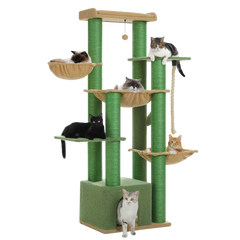 Ecopawpaw XXL Cat Tree for Large Cats 170CM – Heavy Duty Cat Tower with Extra Thick Sisal Posts, Hammocks, Condo & Large Platforms for Maine Coons