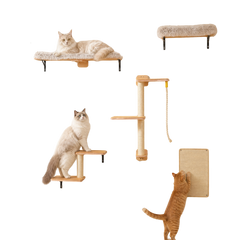 EcoPawPaw Natural Wall-Mounted Cat Climbing Set