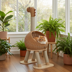 Handwoven Rattan Dinosaur Cat Tree