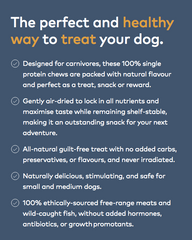 Graphic describing single-protein air-dried dog chews