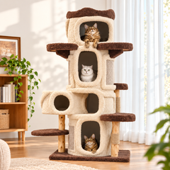 EcoPawPaw Treehouse MAX – XXL Natural Wood Cat Tree 177 cm