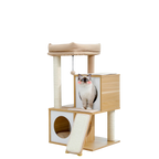 Solid Wood Cream Cat Tree with Top Perch