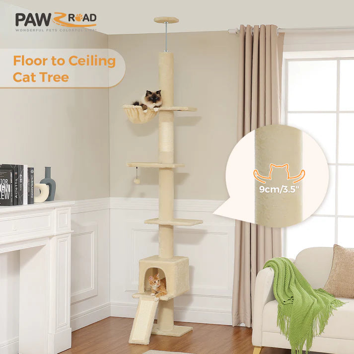 Floor to Ceiling Cat Tree with Condo & Hammock