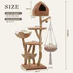 EcoPawPaw Luxury Natural Wood Cat Tree 180cm | Multi-Cat Tower