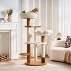 EcoPawPaw 128cm Flower Cat Tree with Transparent Hammock & Sisal Scratching Posts