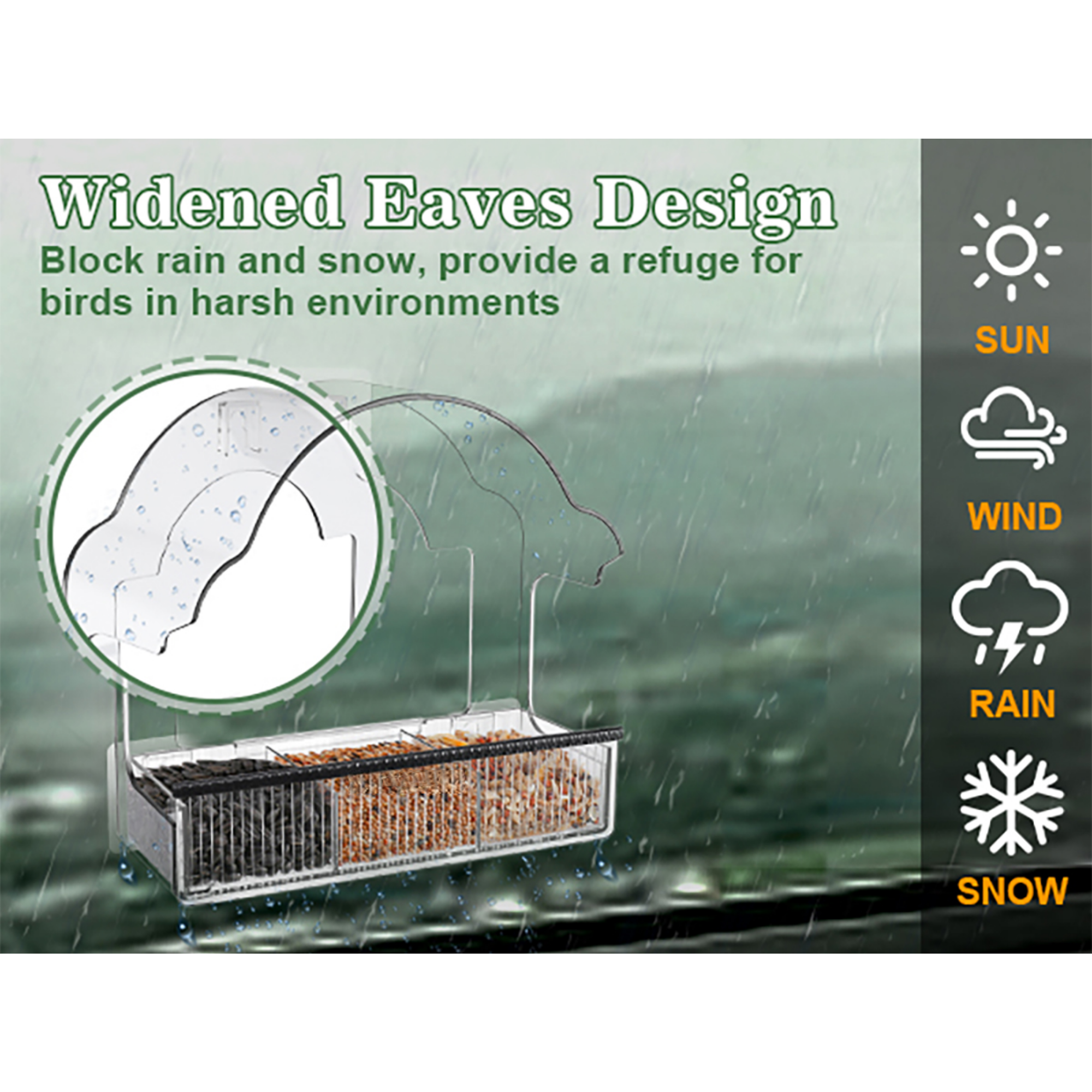 EcoPawPaw Clear Window Bird Feeder– Acrylic Weatherproof Bird Feeder for Outdoor Bird Watching