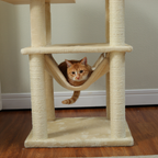 EcoPawPaw 132cm Modern Wooden Cat Tree with Cozy Condo, Hammock & Large Top Perch