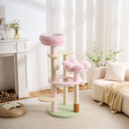 EcoPawPaw 128cm Pink Flower Cat Tree with Transparent Hammock & Sisal Scratching Posts