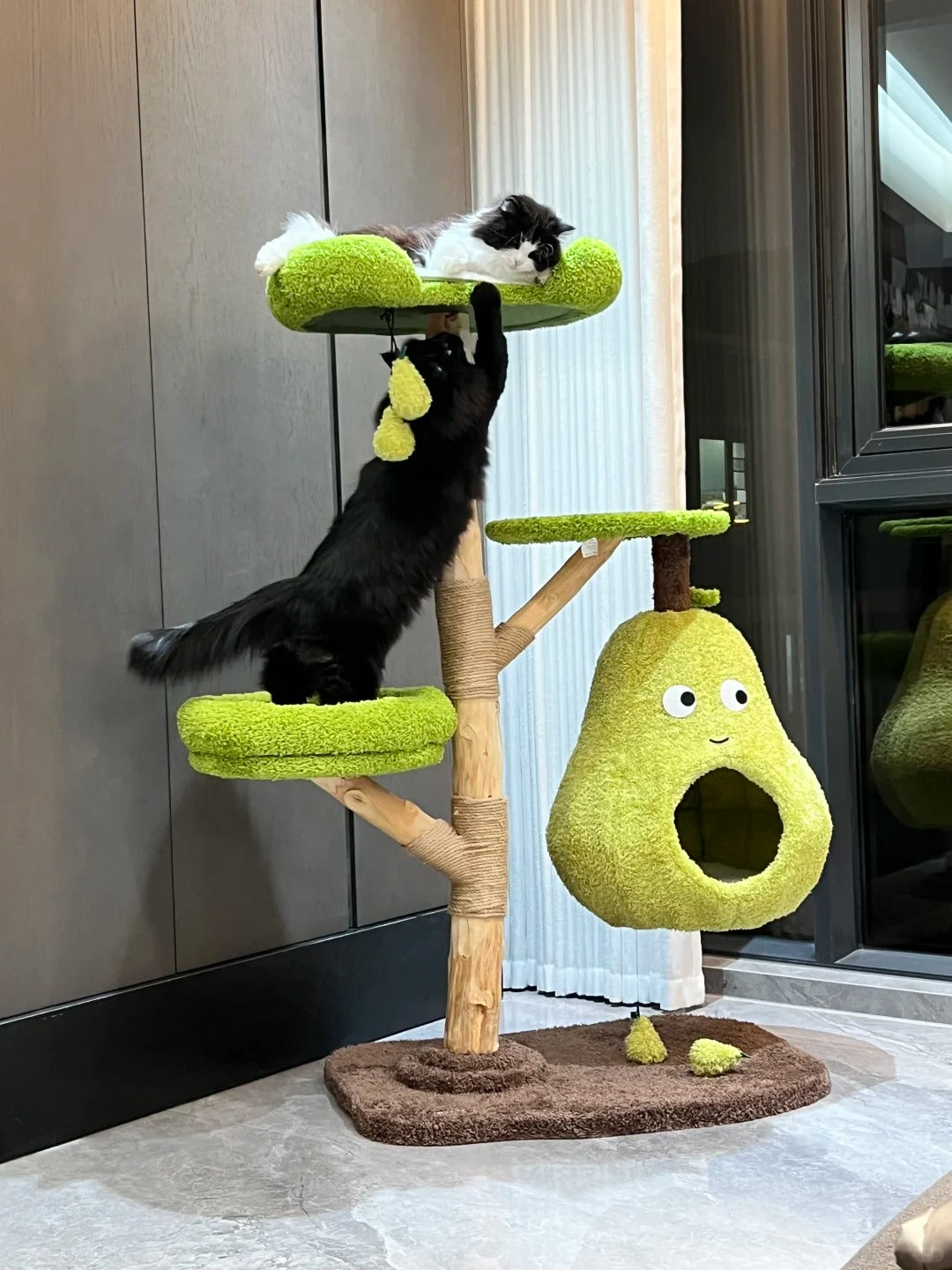 EcoPawPaw Natural Wood Cat Tree – A Little Fruit Paradise for Your Cat!