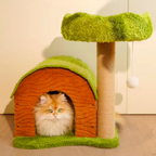 EcoPawPaw Forest Cottage Cat Tree Collection | Woodland Cat Tower with Cozy House, Scratching Posts & Lounge Bed