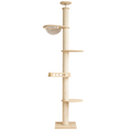 Adjustable Ceiling-to-Floor Solid Oak Cat Tree (240–280 cm)