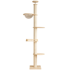 Adjustable Ceiling-to-Floor Solid Oak Cat Tree (240–280 cm)