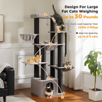 Ecopawpaw XXL Cat Tree for Large Cats 170CM – Heavy Duty Cat Tower with Extra Thick Sisal Posts, Hammocks, Condo & Large Platforms for Maine Coons