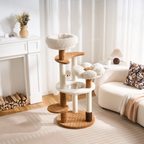 EcoPawPaw 128cm Flower Cat Tree with Transparent Hammock & Sisal Scratching Posts