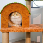 EcoPawPaw Forest Cottage Cat Tree Collection | Woodland Cat Tower with Cozy House, Scratching Posts & Lounge Bed