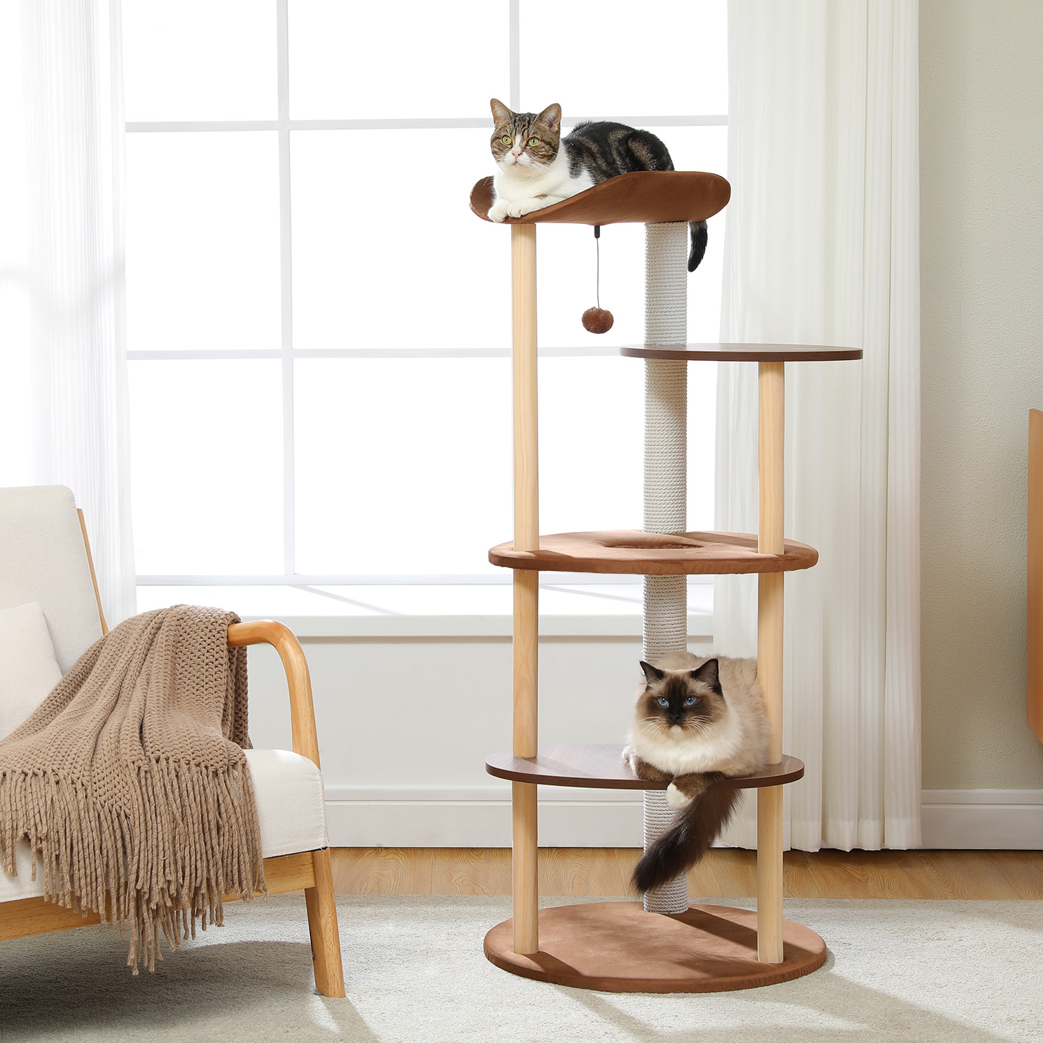 Japanese Minimalist Wooden Cat Tree