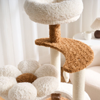 EcoPawPaw 128cm Flower Cat Tree with Transparent Hammock & Sisal Scratching Posts