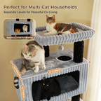EcoPawPaw Luxury XXL Cat Tree for Large Cats – Multi-Level Cat Tower with 3 Hammocks, Spacious Condo & Thick Scratching Posts