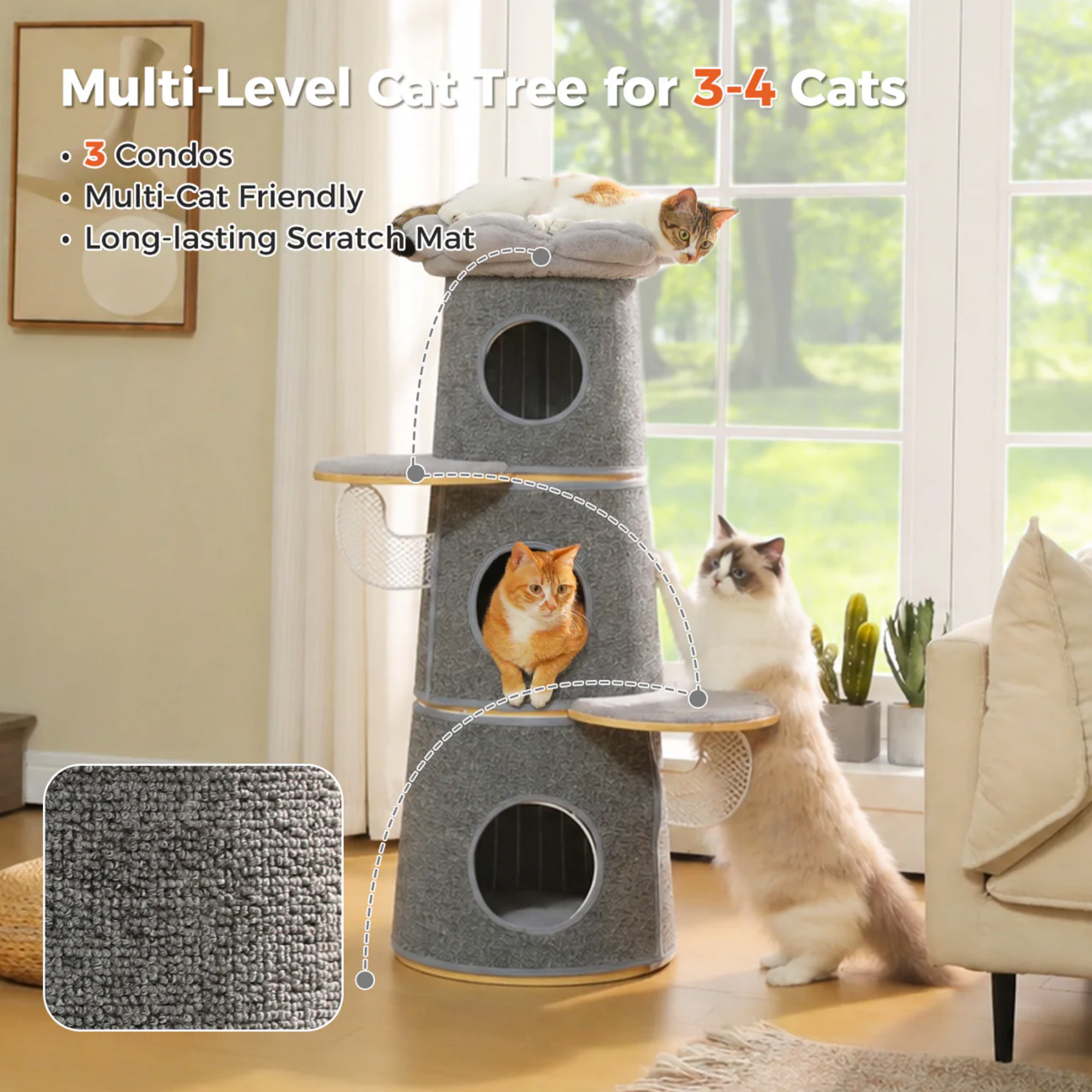 EcoPawPaw Modern Open-Air Cat Tower