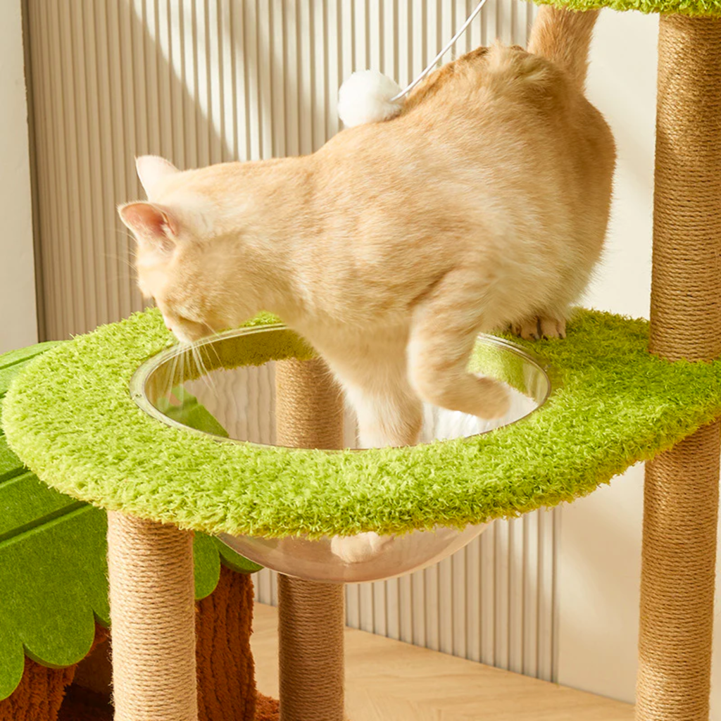 EcoPawPaw Forest Cottage Cat Tree Collection | Woodland Cat Tower with Cozy House, Scratching Posts & Lounge Bed