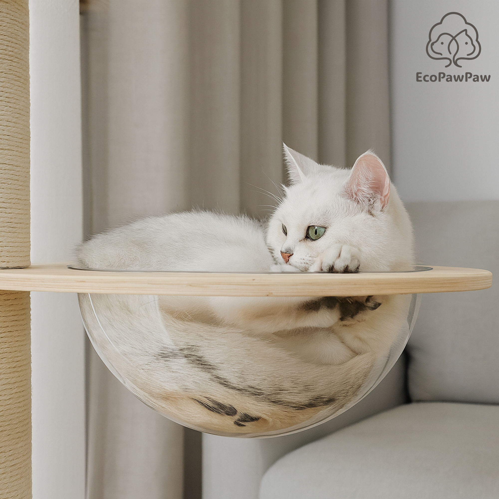 Adjustable Ceiling-to-Floor Solid Oak Cat Tree (240–280 cm)