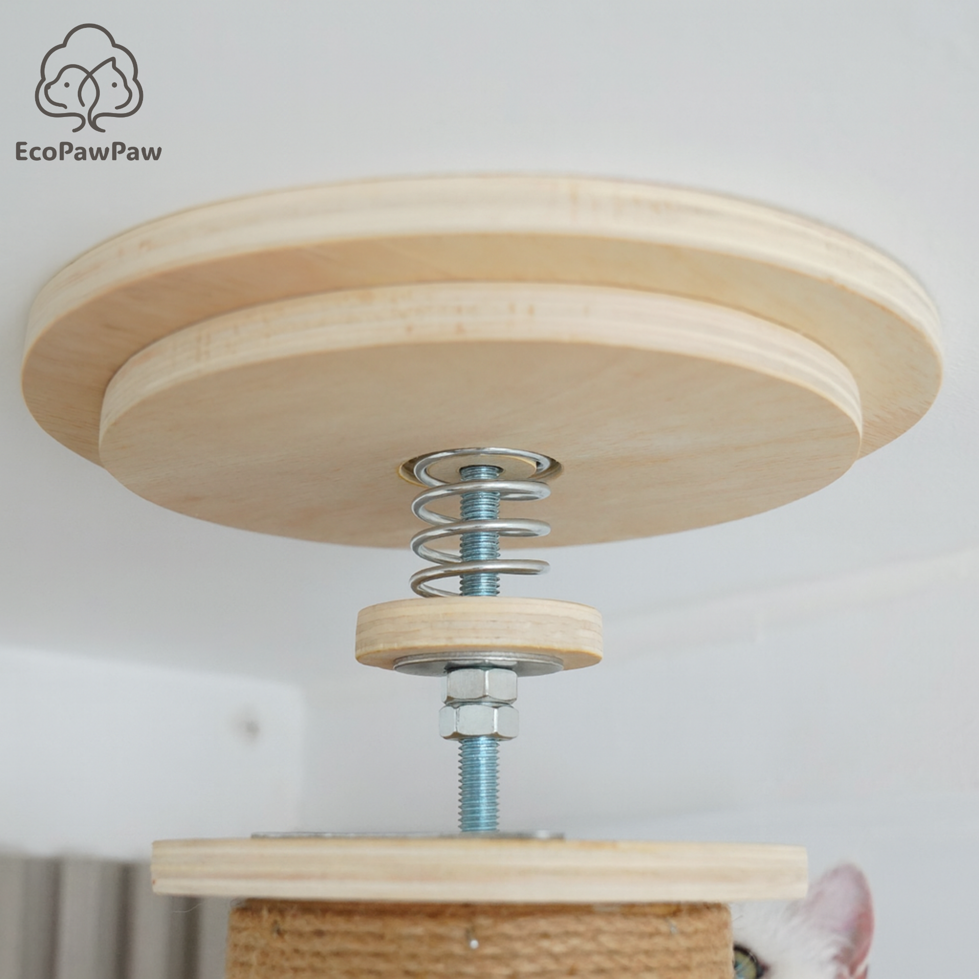 Adjustable Ceiling-to-Floor Solid Oak Cat Tree (240–280 cm)