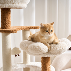 EcoPawPaw 128cm Flower Cat Tree with Transparent Hammock & Sisal Scratching Posts