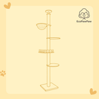 Adjustable Ceiling-to-Floor Solid Oak Cat Tree (240–280 cm)