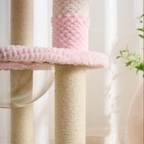 EcoPawPaw 128cm Pink Flower Cat Tree with Transparent Hammock & Sisal Scratching Posts