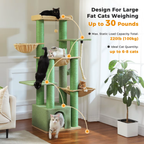 Ecopawpaw XXL Cat Tree for Large Cats 170CM – Heavy Duty Cat Tower with Extra Thick Sisal Posts, Hammocks, Condo & Large Platforms for Maine Coons