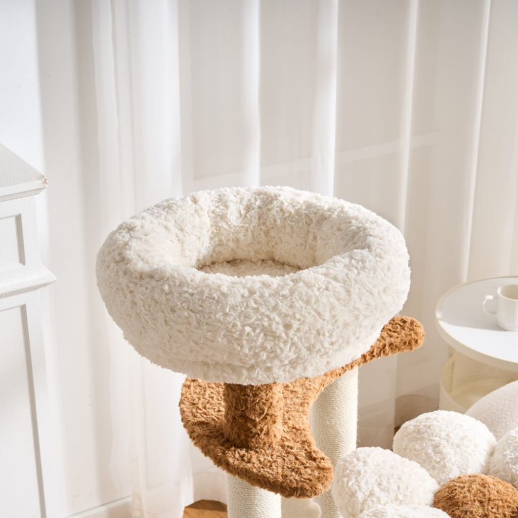 EcoPawPaw 128cm Flower Cat Tree with Transparent Hammock & Sisal Scratching Posts