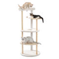EcoPawPaw 124.5cm Japanese Minimalist Wooden Cat Tree – Modern Japandi Cat Tower with Scratching Post, Washable Pads & Perches