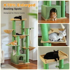 Ecopawpaw XXL Cat Tree for Large Cats 170CM – Heavy Duty Cat Tower with Extra Thick Sisal Posts, Hammocks, Condo & Large Platforms for Maine Coons
