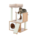 Solid Wood Cream Cat Tree with Top Perch