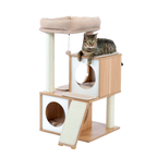 Solid Wood Cream Cat Tree with Top Perch
