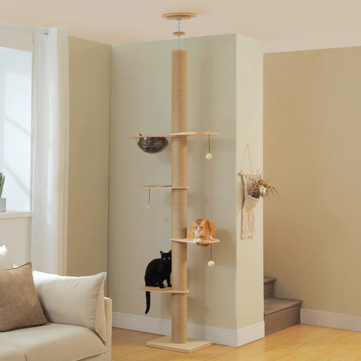 EcoPawPaw Solid Wood Floor-to-Ceiling Cat Tree