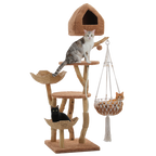 EcoPawPaw Luxury Natural Wood Cat Tree 180cm | Multi-Cat Tower
