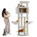 EcoPawPaw Luxury XXL Cat Tree for Large Cats – Multi-Level Cat Tower with 3 Hammocks, Spacious Condo & Thick Scratching Posts