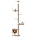 EcoPawPaw Adjustable Floor-to-Ceiling Cat Tree | 225–284cm Cat Tower with Condo & Acrylic Bowl