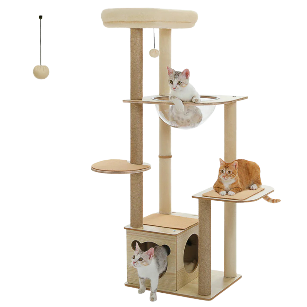 Wood Cat Tree Tower Scratching Post(135 cm)