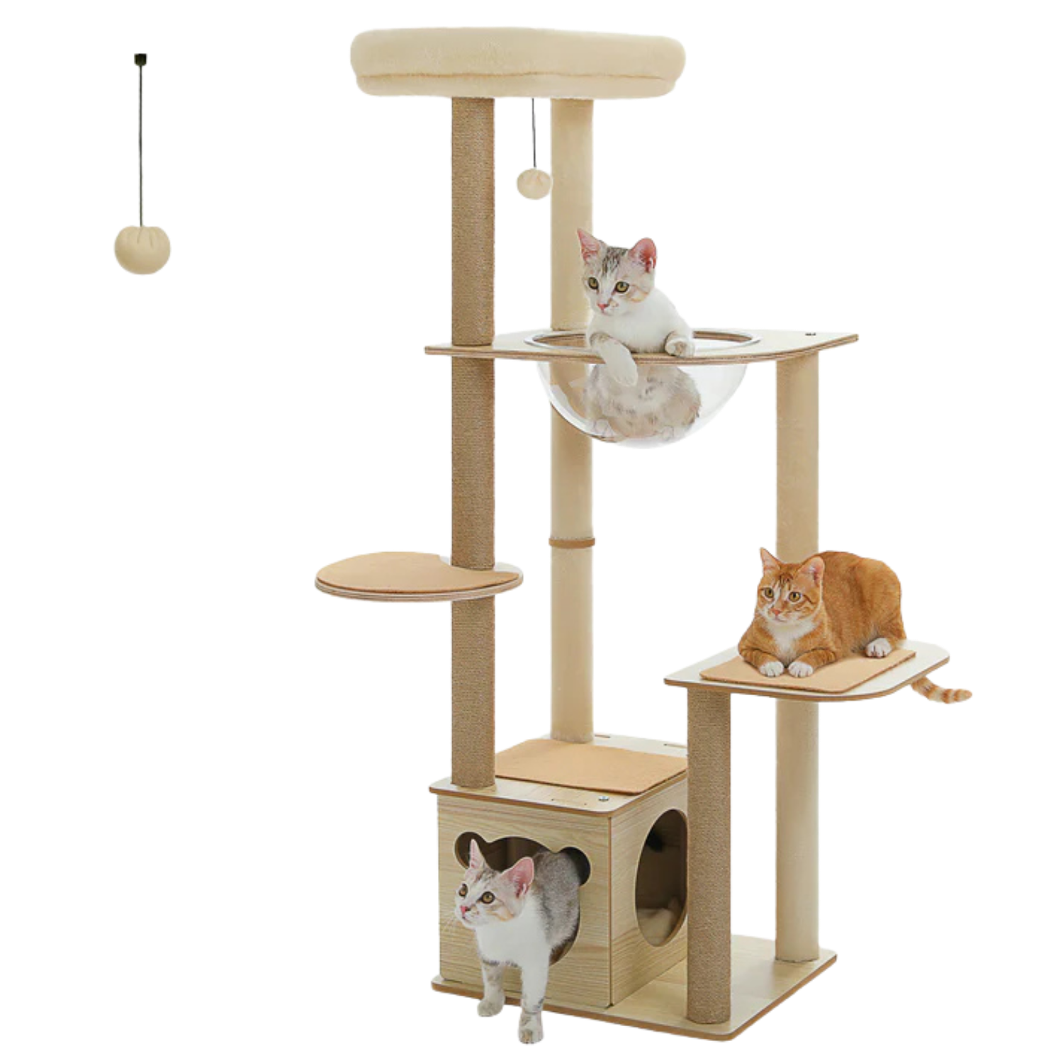 Wood Cat Tree Tower Scratching Post(135 cm)