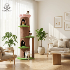 EcoPawPaw Forest Cat Tree Tower with Flower Perch