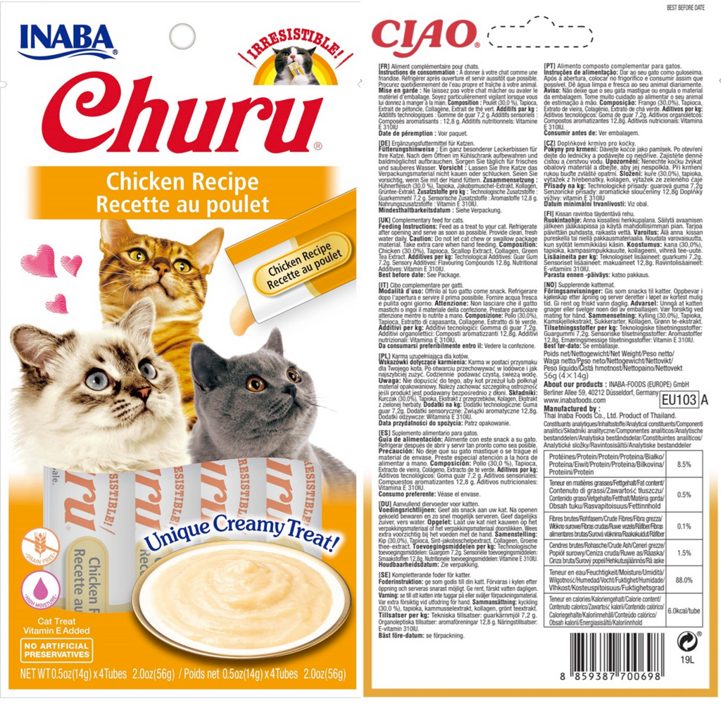 CIAO Churu Cat Treats Variety Pack – Creamy Lickable Cat Snacks | Grain-Free High Moisture Cat Tubes | Tuna, Chicken & Seafood Flavors
