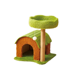 EcoPawPaw Forest Cottage Cat Tree Collection | Woodland Cat Tower with Cozy House, Scratching Posts & Lounge Bed