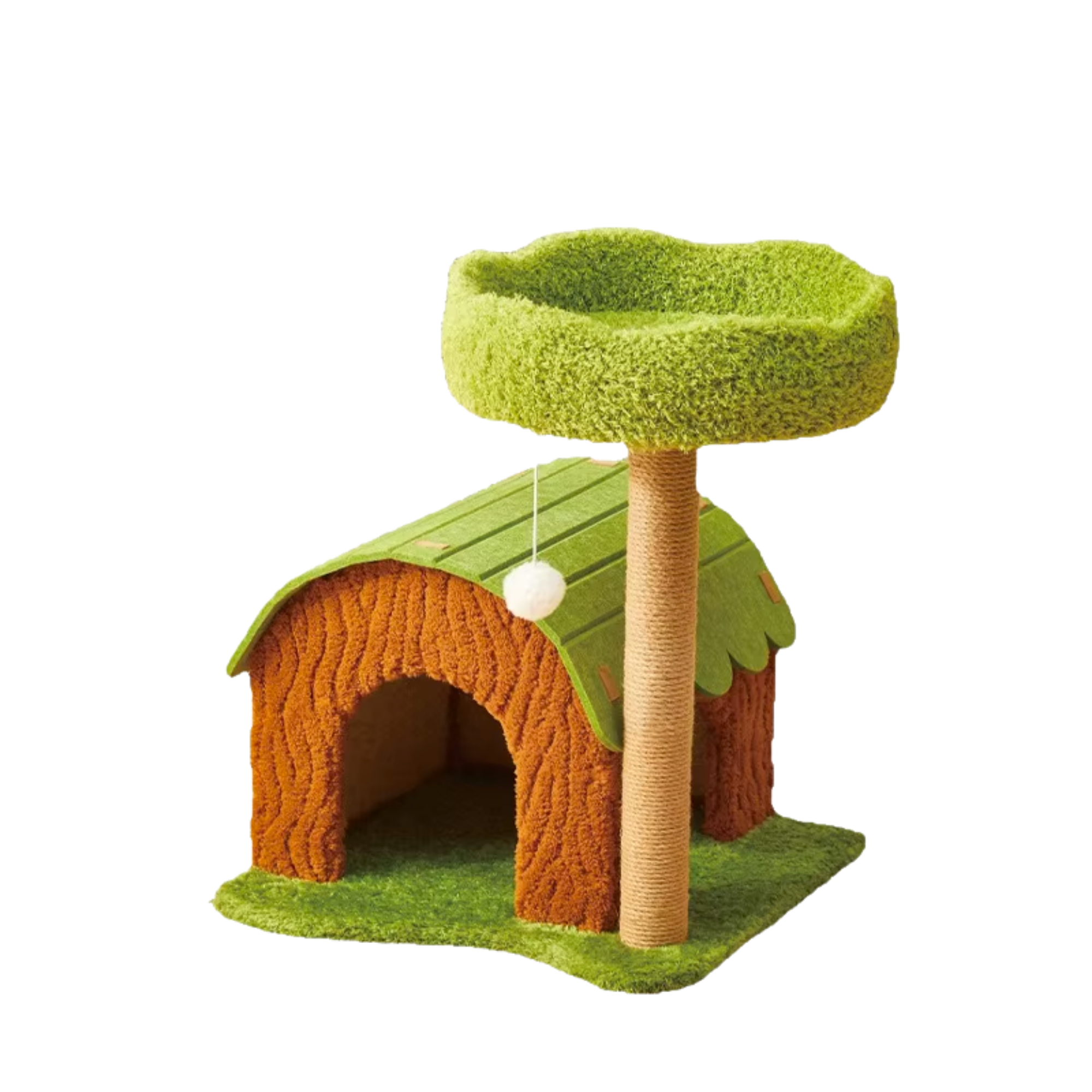 EcoPawPaw Forest Cottage Cat Tree Collection | Woodland Cat Tower with Cozy House, Scratching Posts & Lounge Bed