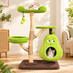EcoPawPaw Natural Wood Cat Tree – A Little Fruit Paradise for Your Cat!