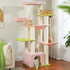 Ecopawpaw XXL Cat Tree for Large Cats 170CM – Heavy Duty Cat Tower with Extra Thick Sisal Posts, Hammocks, Condo & Large Platforms for Maine Coons