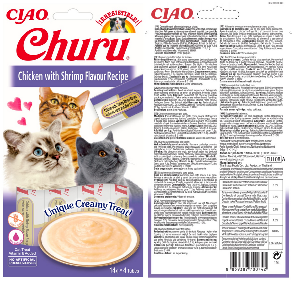 CIAO Churu Cat Treats Variety Pack – Creamy Lickable Cat Snacks | Grain-Free High Moisture Cat Tubes | Tuna, Chicken & Seafood Flavors